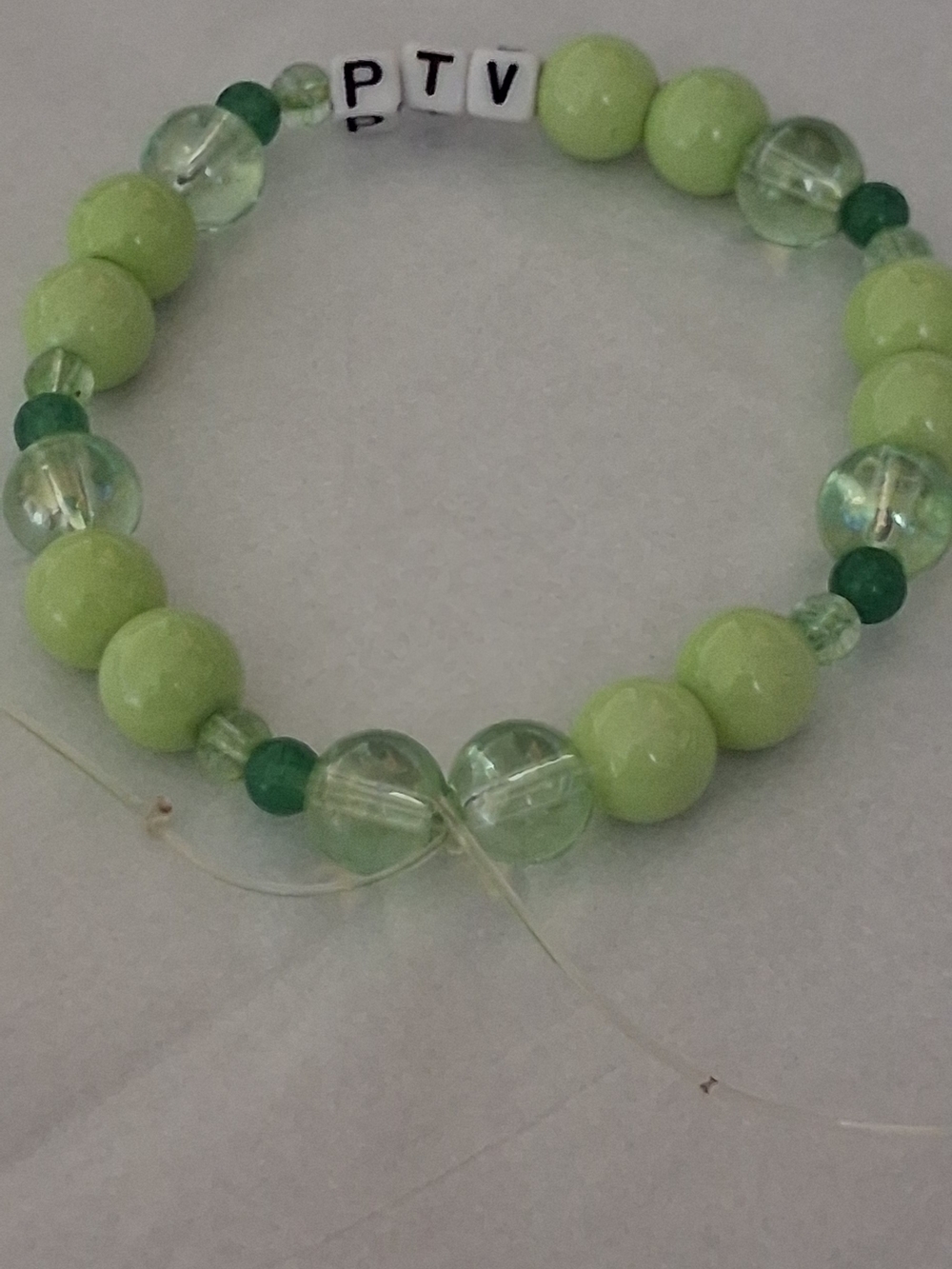 Light Green Beaded Stretch Bracelet with Accent Beads